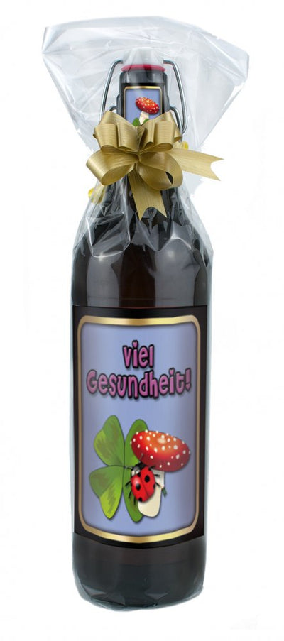 Viel Gesundheit  - 1 Liter Flasche Bier mit Bügelverschluss