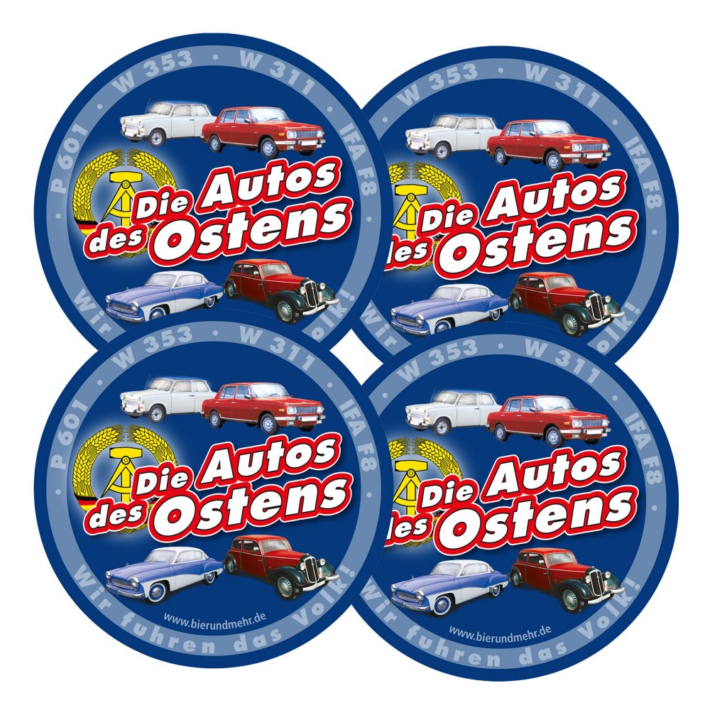 Sammler Bierdeckel Die Autos des Ostens 4 Stück im Set