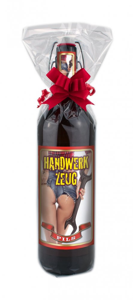 Handwerkzeug - 1 Liter Flasche Bier mit Bügelverschluss