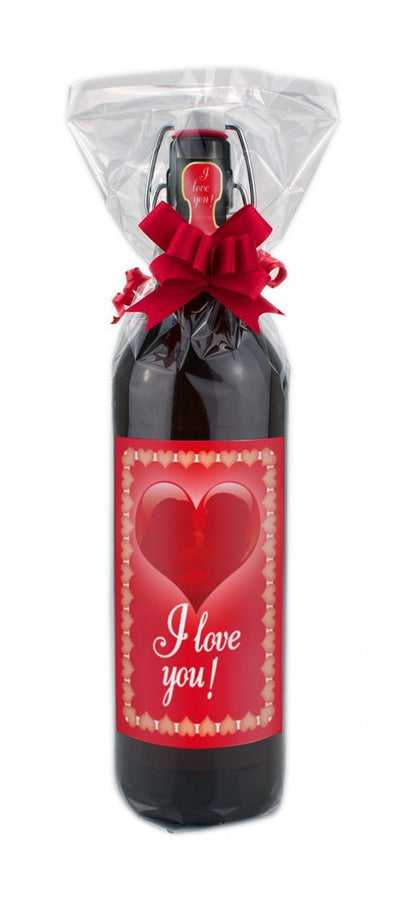 I Love You - 1 Liter Flasche Bier mit Bügelverschluss