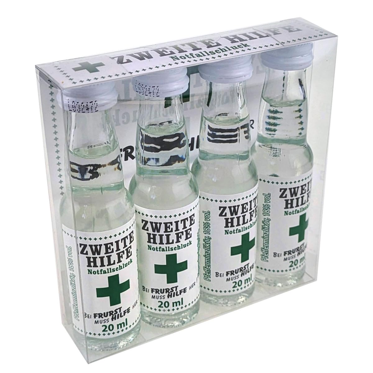 4er Mini's | Zweite Hilfe Schluck | Preussen | Spaß-Spirituosen | 4 x 20 ml | alkoholische Shots