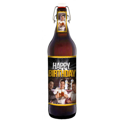 Happy Birthday (Freunde) 1 Liter Flasche mit Bügelverschluss