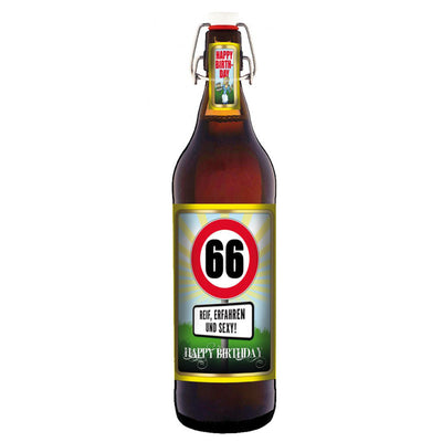 66 Jahre - 1 Liter Flasche mit edlem Pils