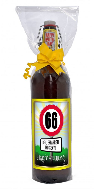 66 Jahre - 1 Liter Flasche mit edlem Pils