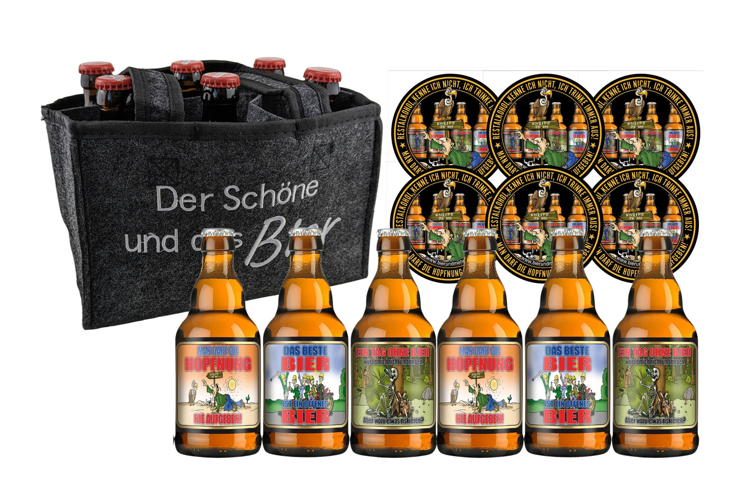 Der Schöne und das Bier | Lustige Biersprüche | Biertragetasche