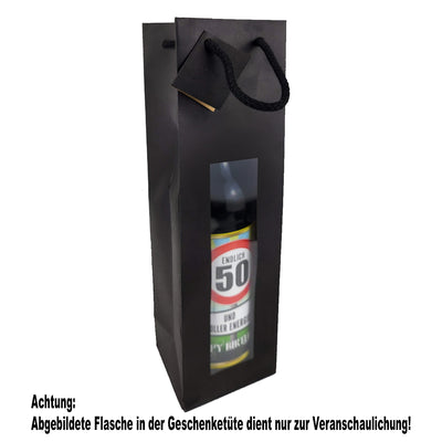 Geschenketragetüte für 1 Flasche im edlen Schwarz mit Fenster