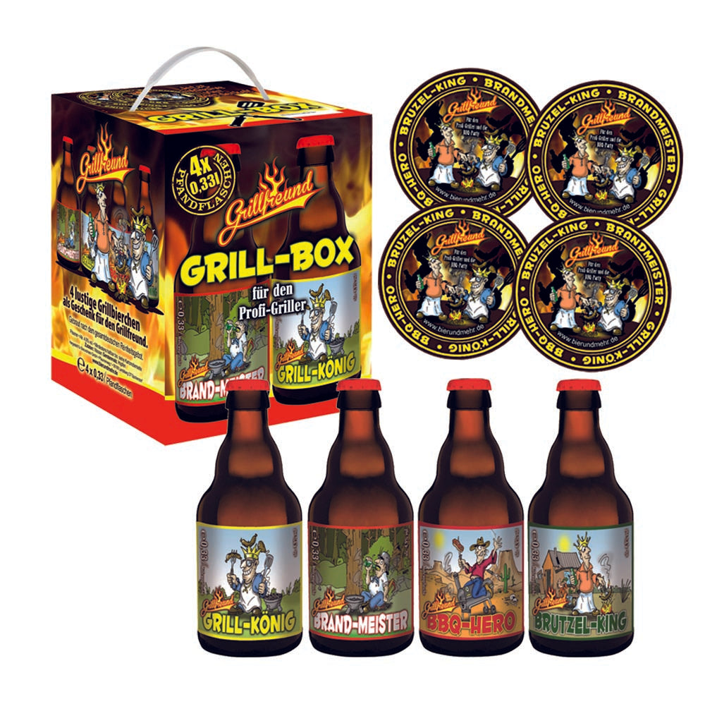 Grillbox Bier 4er im Bierwürfel mit Sammlerdeckeln