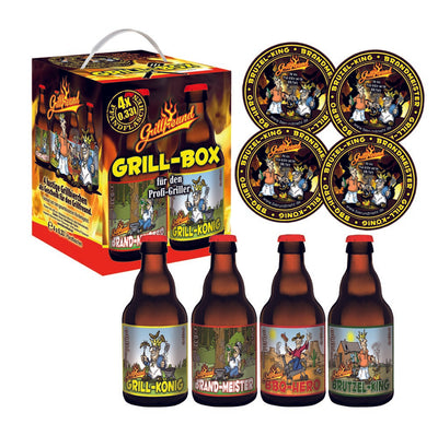 Grillbox Bier 4er im Bierwürfel mit Sammlerdeckeln