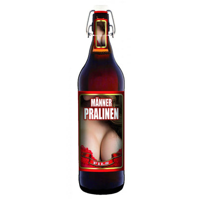 Männer Pralinen - 1 Liter Flasche Bier mit Bügelverschluss