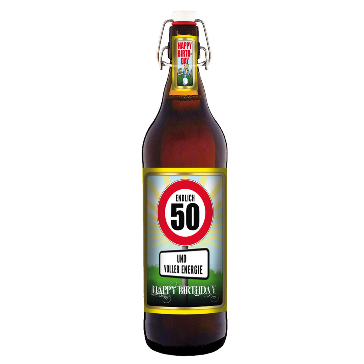 50 Jahre - Und voller Energie 1 Liter Flasche mit edlem Pils