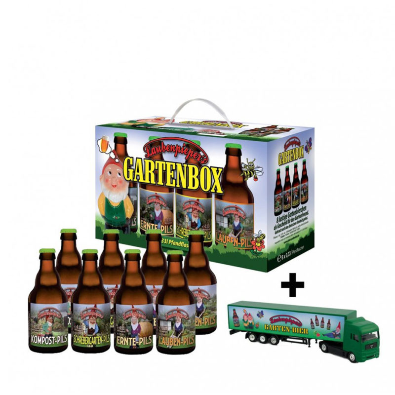 Bier Geschenk Garten Gärtner Bierbox mit Truck
