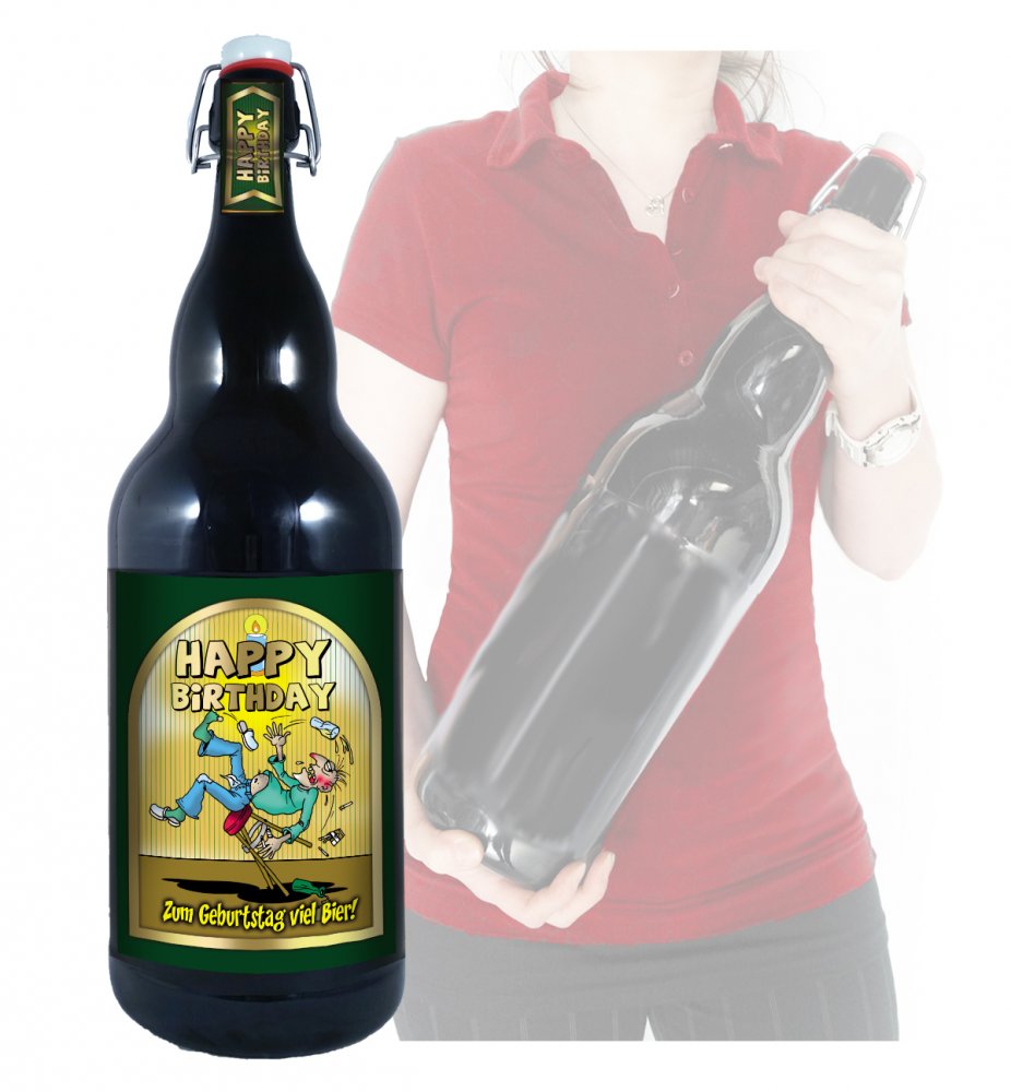 2 Ltr. Bier XXL-Flasche mit Spruch als besonderes Geschenk (11,48