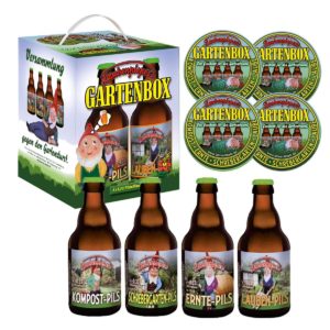 Bier Geschenk Bierwürfel Gartenbox Garten Schrebergarten mit Sammler Bierdeckel Gärtner