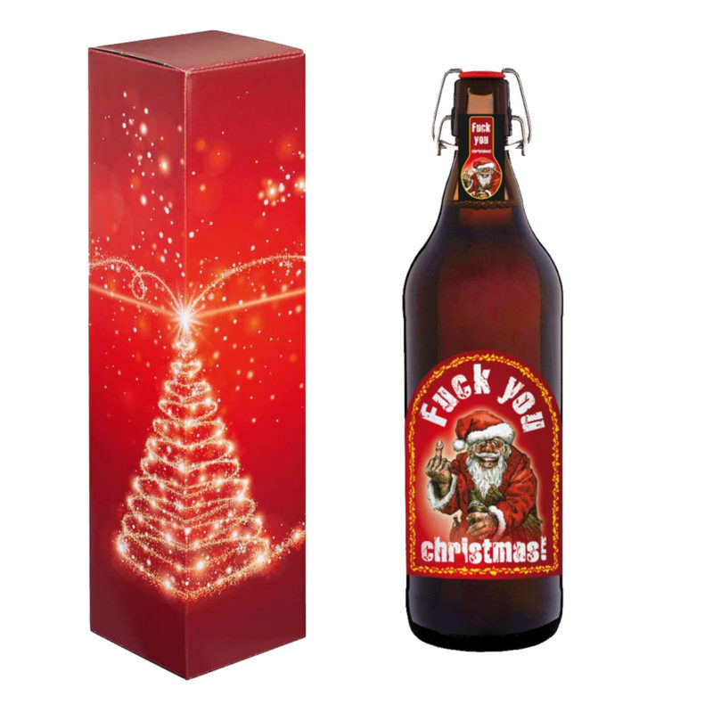 Bier Geschenk Weihnachten Weihnachtsbier Schöne Weihnachtszeit Weihnachtsfest Fröhliche Weihnachten Fuck you Geschenkverpackung